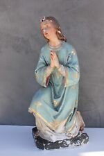 Antique Plaster Angel Statue of Kneeling, Praying Woman, Religious Sculpture picture