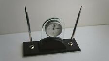 THINGS REMEMBERED DANBURY DESK CLOCK PEN STAND SET W/ ENGRAVING PLATE picture