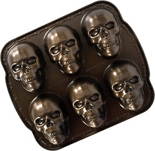 Nordic Ware Skull Cakelet Halloween Bakeware, Haunted Pan, Bronze picture