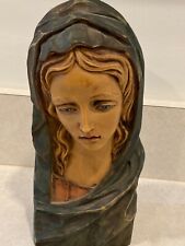 Vintage Resin Virgin Mary Bust Figure Made in Italy Signed A.B 8x3x3” picture
