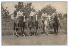 c1910's Cowboys And Horses Dirt Road RPPC Photo Unposted Antique Postcard picture