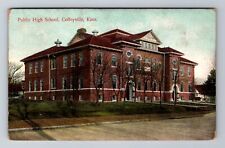 Coffeyville KS-Kansas, Public High School, Antique c1907 Vintage Postcard picture