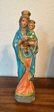 Vintage MADONNA & CHILD Mary Jesus Polychrome Chalkware Statue Sculpture picture