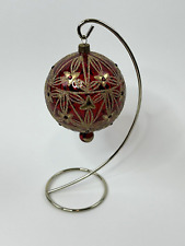 Waterford Holiday Heirlooms Crimson Ball Ornament With Stand 2005 picture