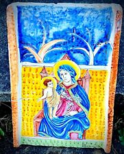Italian Majolica Terracotta Deruta Drain Tile Madonna and Child by Mancinelli picture