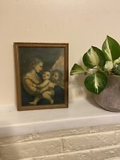 Vintage Madonna of the Chair by Raphael Art Print 7”x 9” wooden frame picture