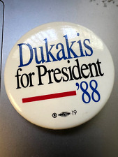 Vintage 1988 Dukakis for President button pin excellent condition picture