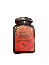 Vintage Geo W Helme Co RAILROAD MILLS Rose Scented Maccoboy SNUFF Amber BOTTLE picture