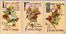 SET/3 IVY CLINGS FRIENDSHIP ANTIQUE POSTCARDS*1909-1910*CONDITION VARIES picture