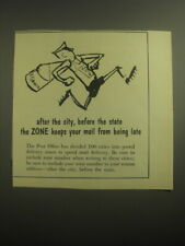 1959 USPS Post Office Ad - After city, before the state the zone keeps your mail picture