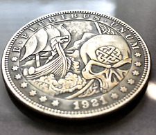 Skull Nordic Viking Ship Custom Novelty  Lucky Heads Tails Challenge Coin NEW picture