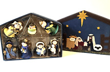 Vintage Nativity 7pc Manger Scene Polymer Clay picture