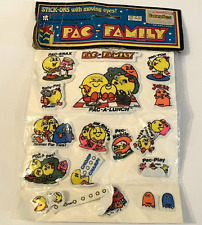 Vtg Pac-Man Family Fuzzy Stickers Fuzzies Moving Eyes Bally Midway Diamond 1982 picture