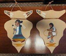 2VTG Navajo Sand Art Native American Signed Yazzie SET hoop dancer USA arrowhead picture