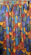 Huge 10’ X 12’ Single Panel Pleated Drape. Bold Abstract Pattern Jewel Tones picture