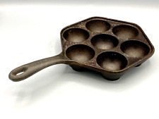 Vintage Cast Iron 7 Aebleskiver Danish Pancake Poaching Pan - No Chips, Cracks picture