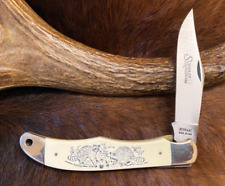 Schrade, USA, SC500 Scrimshaw  Folding Hunter Liner Lock Knife, Raccoons picture