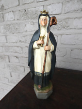 Antique french chalk statue saint Adele religious picture