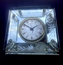Mid Century Modern Cut Glass Mirror Mantel Clock picture