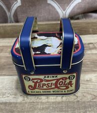Vintage 1988 Drink Pepsi Cola Metal Tin Box 5 Cent Box Victorian lady Clean picture