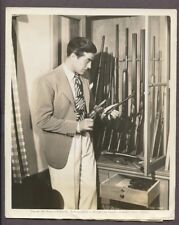 RAY MILLAND Prized Gun Collection CANDID PHOTO Rifles Shotguns Handgun Vintage picture