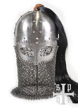 Viking glasses helmet, 2 mm steel, with crest and chain mail,viking combat helm picture