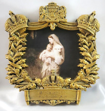 VTG.  MADONNA & CHILD LITHOGRAPH - 'O COME LET US ADORE HIM' - IN ORNATE FRAME picture