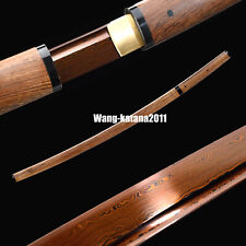 bloody red folded steel blade Shirasaya Japanese sword rosewood handle saya picture