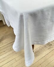 Vintage Classic Woven White Linen Tablecloth with Hemstitching  YY864 picture