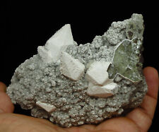 Calcite coated with mordenite on matrix of heulandite #7125 picture