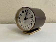 Vintage Swiza Sheffield 8 Day Alarm Clock Brass Barrel Made in Switzerland picture