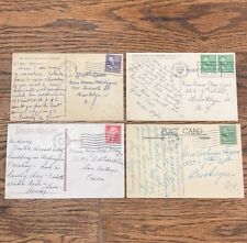 Vintage 1940-50s Handwritten Postcards Stamps Postage Jefferson 3c Washington 1c picture