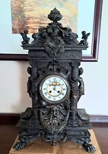 Antique French Clock EXTREMELY RARE Detailed Spelter Bronze Massive LARGE  picture