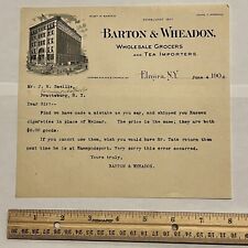 1908 BARTON WHEADON GROCERS & TEA IMPORTERS NY, TYPED LETTER GORGEOUS LETTERHEAD picture