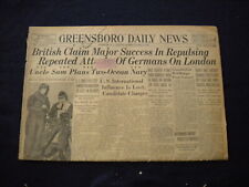 1940 OCT 3 GREENSBORO DAILY NEWS NEWSPAPER -BRITISH CLAIM MAJOR SUCCESS- NP 6029 picture