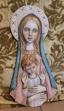 VTG UNIQUE MCM MADONNA MARY & CHILD JESUS PLAQUE MADE IN ITALY 10.5