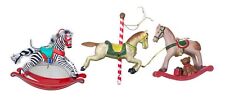 1999 Rocking Zebra & Carousel Horse Pony Plastic 3 Christmas Holiday Ornaments picture