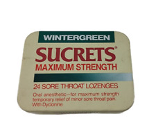 Vintage 1994 Sucrets Wintergreen Maximum Sore Throat Lozenges Empty Tin READ picture