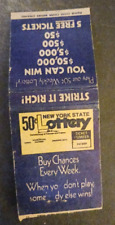 vtg MATCHBOOK MATCHCOVER New York State Lottery 50 cent weekly NY gambling picture