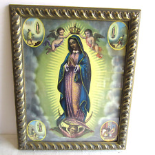 Vintage WOoden Frame and Picture of Mary/Madonna/Virgin Mother BVM Catholic picture