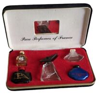 Vintage Mini Pure Perfumes Of France Bottle Velvet Case Set 5 Empty Art Deco  picture