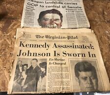 Newspapers John F. Kennedy Assassination November 22, 1963 & Ronald Reagan 1980. picture