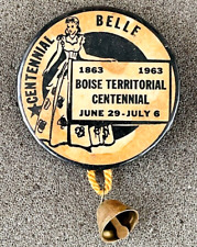 BOISE IDAHO 1963 Centennial Belle Celebration Pin Pinback With Bell Collectible picture