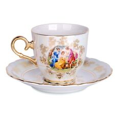 Madonna European Porcelain Tea Coffee Cup Saucer Set Czech Porcelain Teacup 7oz picture