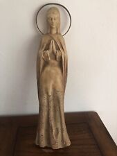Madonna Virgin Mary Wall Plaque Metal Halo Praying Stone 17 3/4” Tall picture
