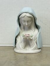 Light Up Virgin Mary Holding Pink Rose Night Light Lamp Porcelain Madonna *read picture