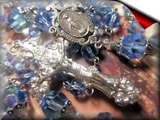 Artisan Rosary Vintage Swarovski Lt. Sapphire .925 SS Blest picture
