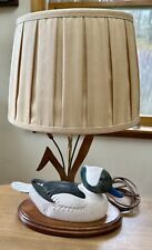 Vintage Wood Carved Bufflehead Bluebill Drake Duck Decoy Cattails Lamp & Shade picture
