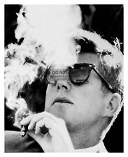 PRESIDENT JOHN F. KENNEDY JFK SMOKING CIGAR 8X10 PHOTO REPRINT picture