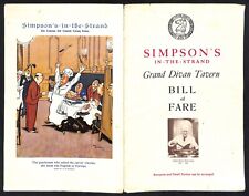 Simpson's In-The-Strand Grand Divan Tavern Restaurant Menu 6/9 1961 Scarce picture